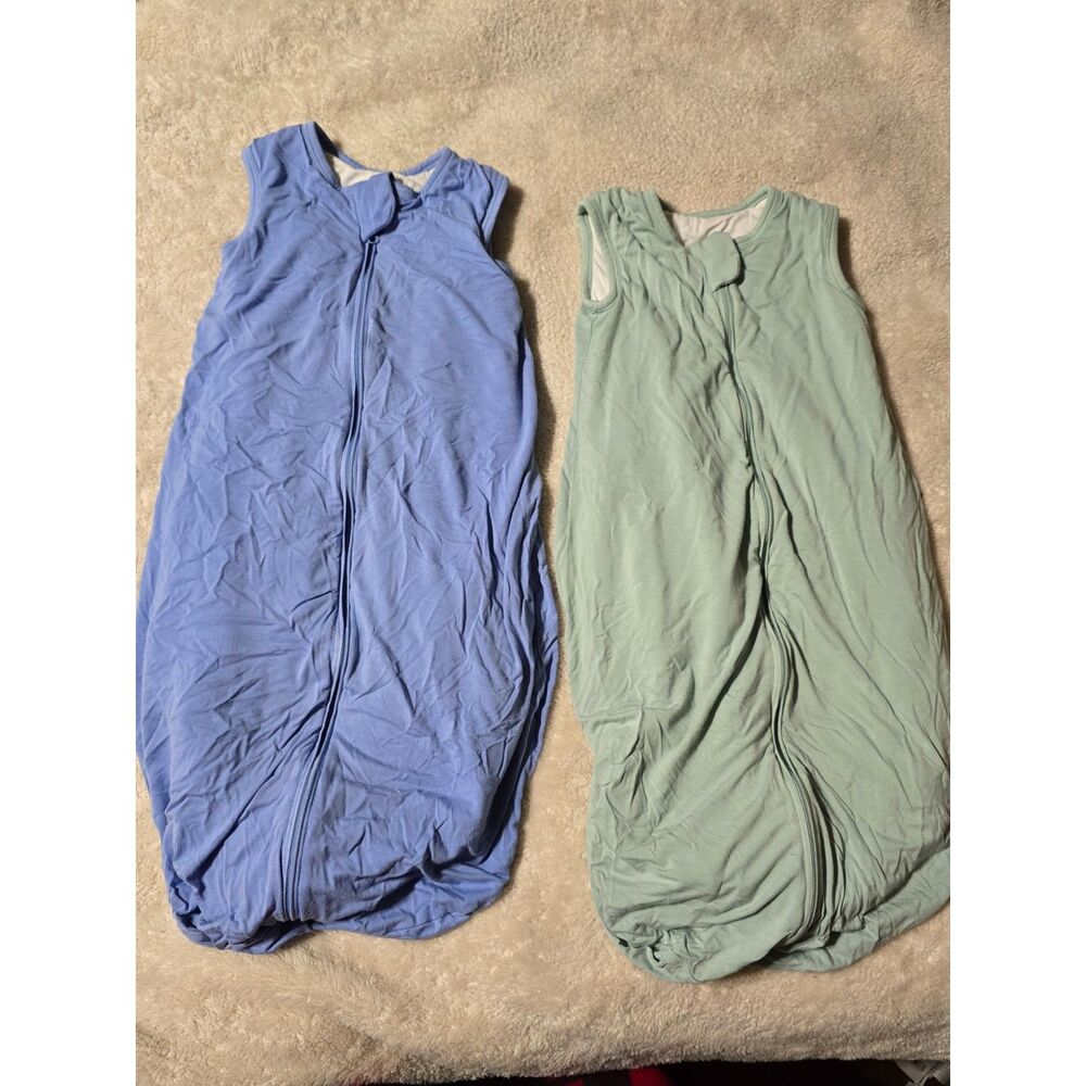 Lot of 2 Duomiaomiao Bamboo Baby Sleep Sacks Size S 0-6 Months Blue & Mint